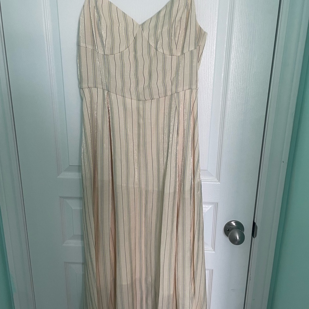 Elegant Cream Striped Dress